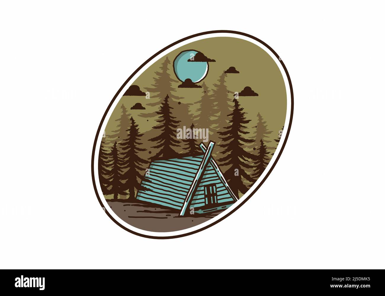 wood cabin in the jungle illustration design Stock Vector Image & Art ...