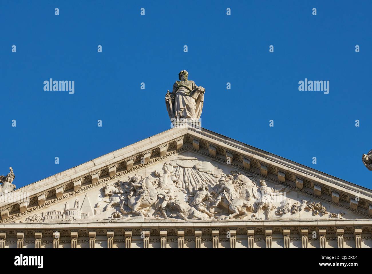 pediment statue of St Paul at St Paul's cathedral Stock Photo