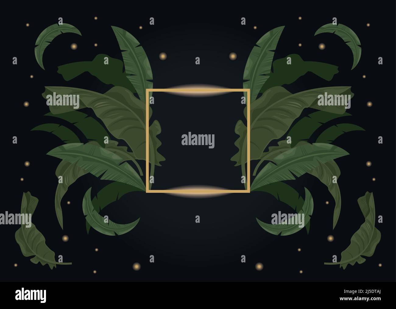 tropical leaves in golden frame Stock Vector Image & Art - Alamy