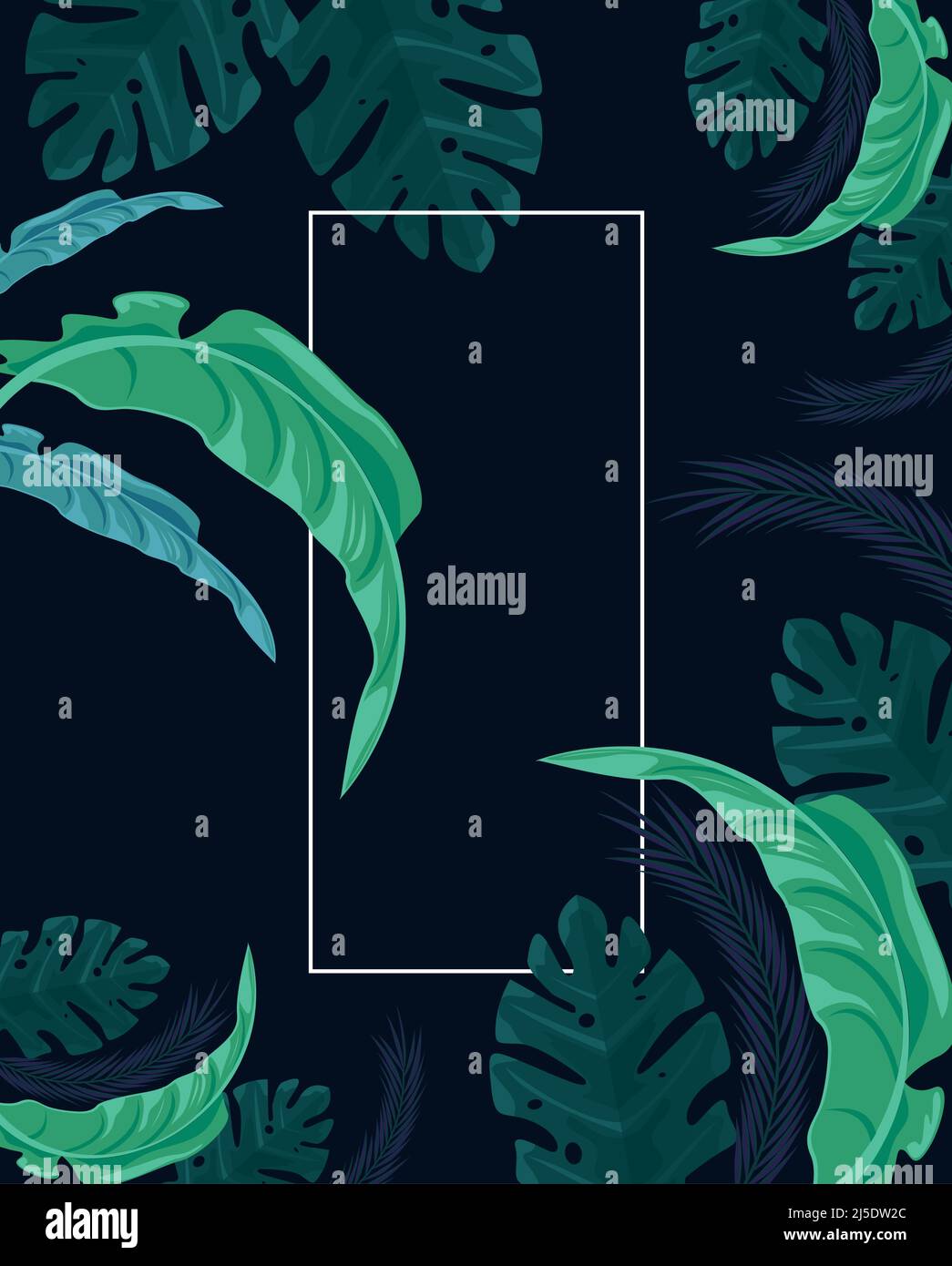 green tropical leaves in frame Stock Vector Image & Art - Alamy