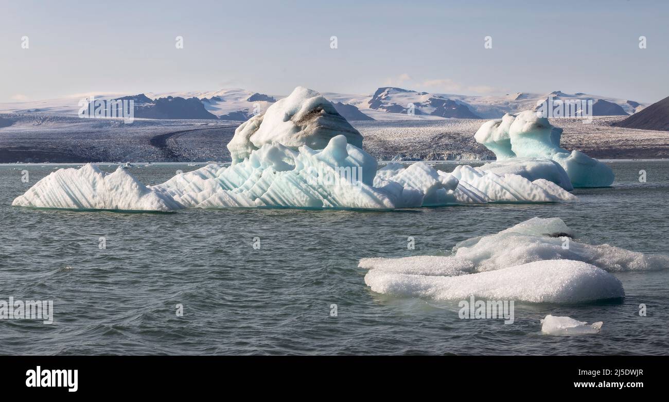 Floating icebergs in Jokulsarlon glacier lagoon, Iceland Stock Photo