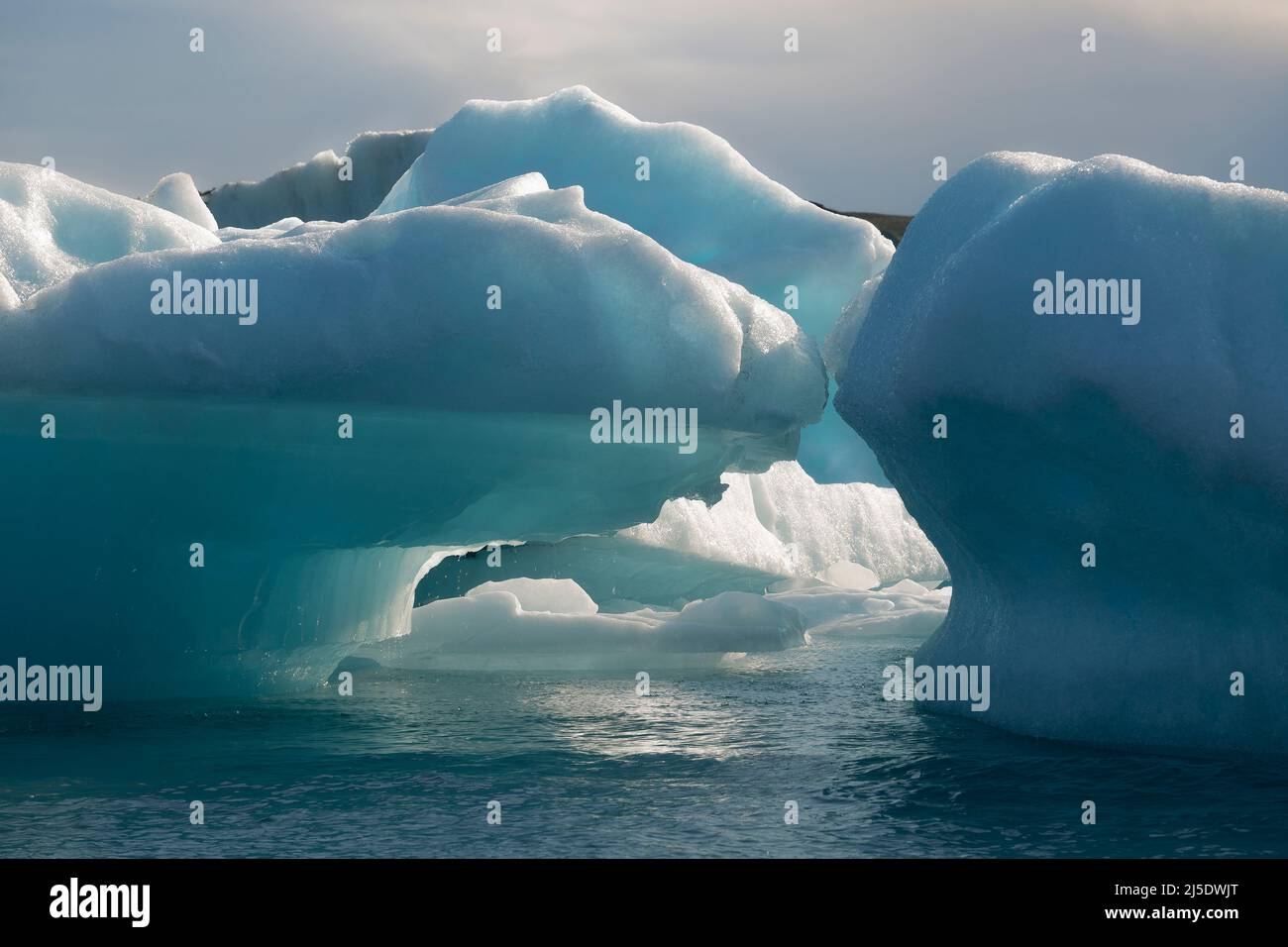Floating icebergs Close up in Jokulsarlon glacier lagoon, Iceland Stock Photo