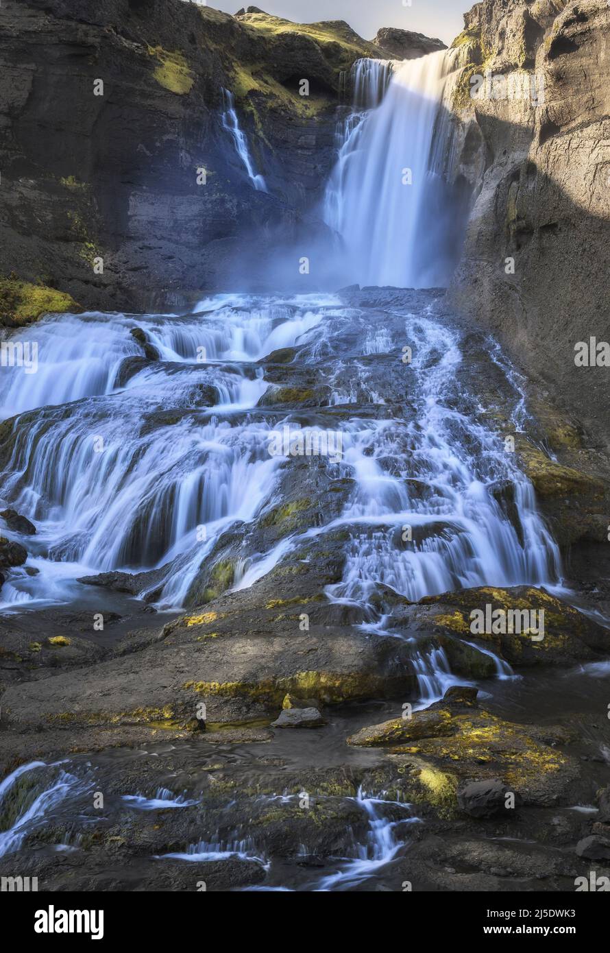 Ofaerufoss Waterfall in Eldgja, Iceland Stock Photo