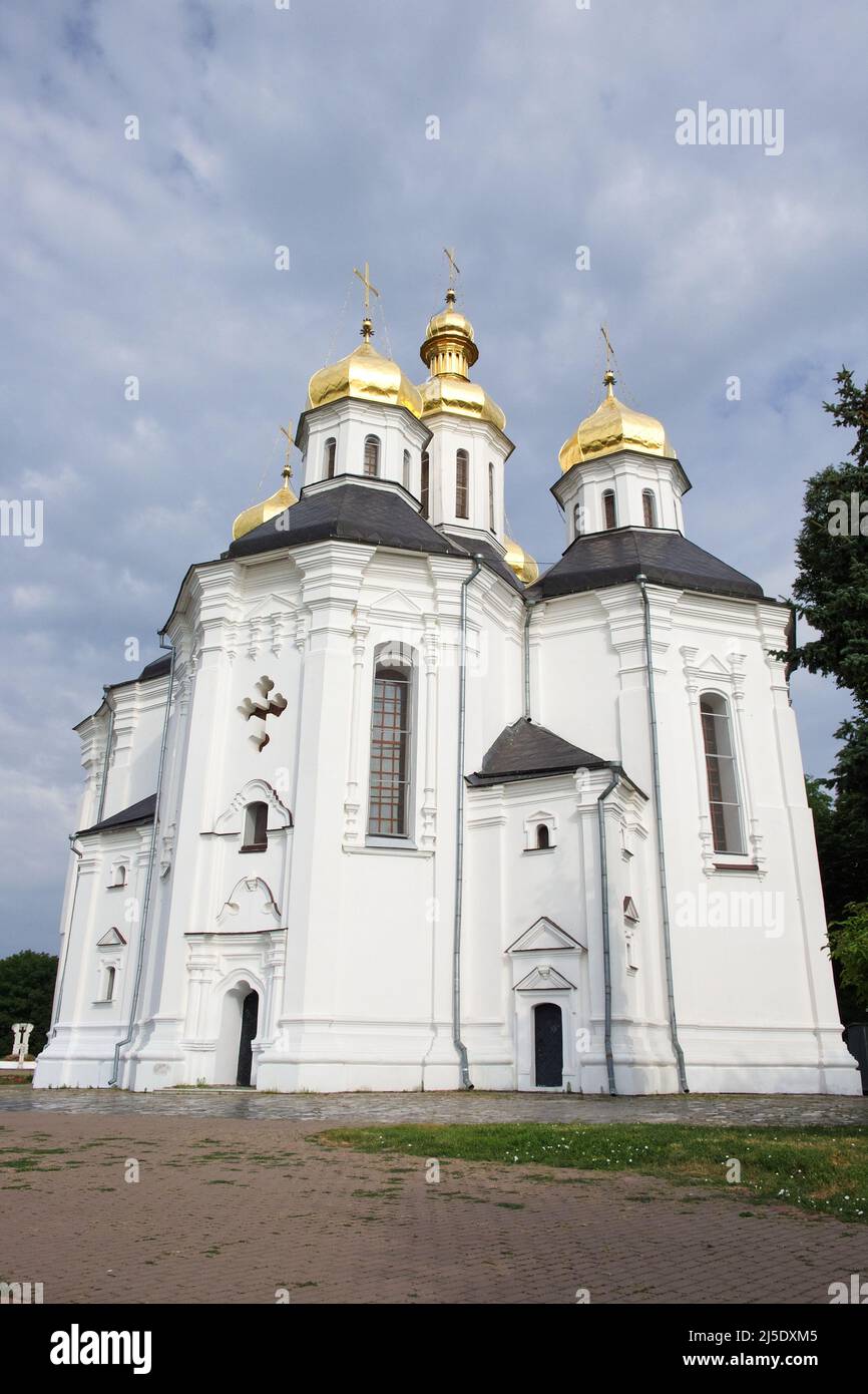 Ancient Ukrainian Orthodox Church. Ukrainian baroque architecture. Catherine's Church is a functioning church in Chernihiv, Ukraine. Stock Photo
