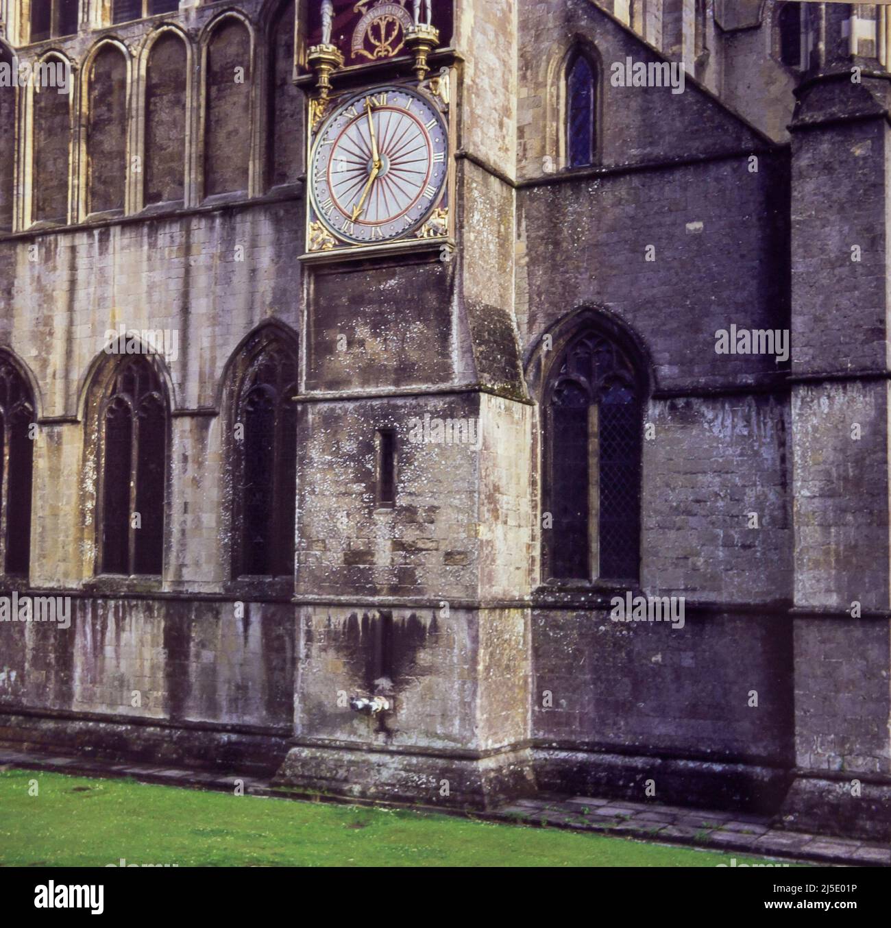 Well Cathedral Clock. Taken in 1977. Stock Photo