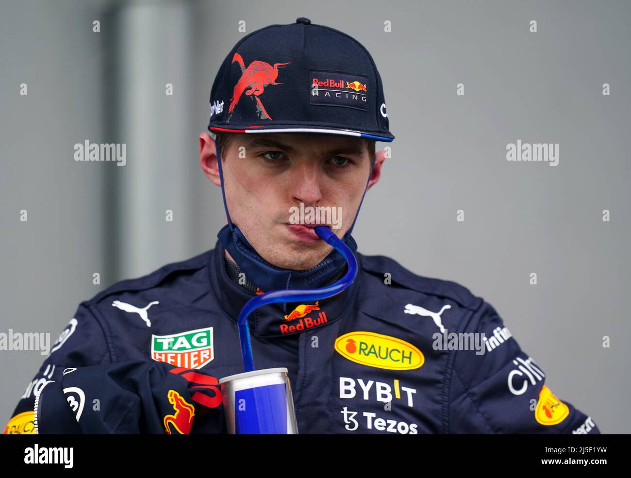 Red Bull Racing's Max Verstappen in parc ferme after Qualifying for the Emilia Romagna Grand Prix at the Autodromo Internazionale Enzo e Dino Ferrari circuit in Italy, better known as Imola. Picture date: Friday April 22, 2022. Stock Photo