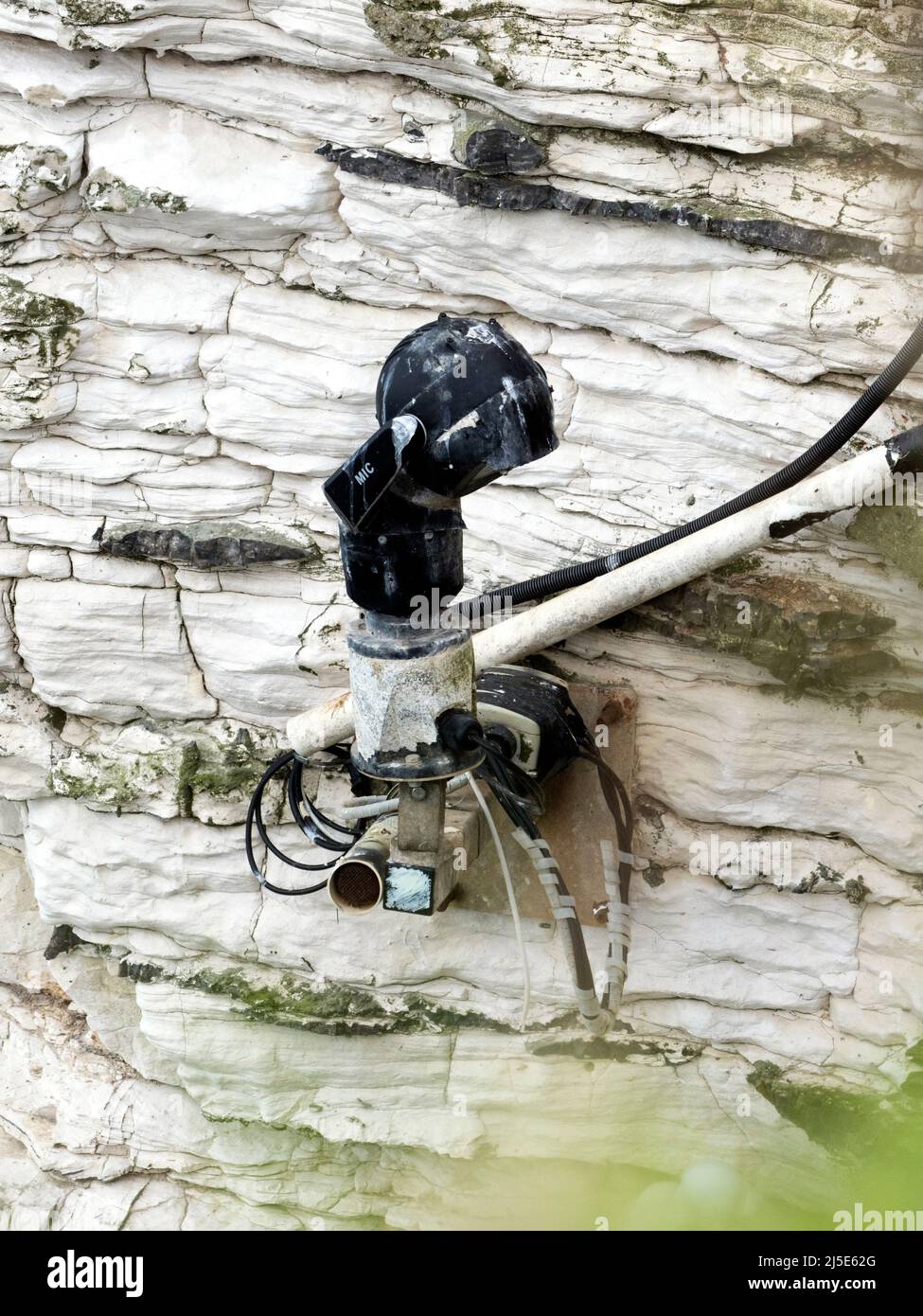 spy camera. Bempton cliffs Stock Photo