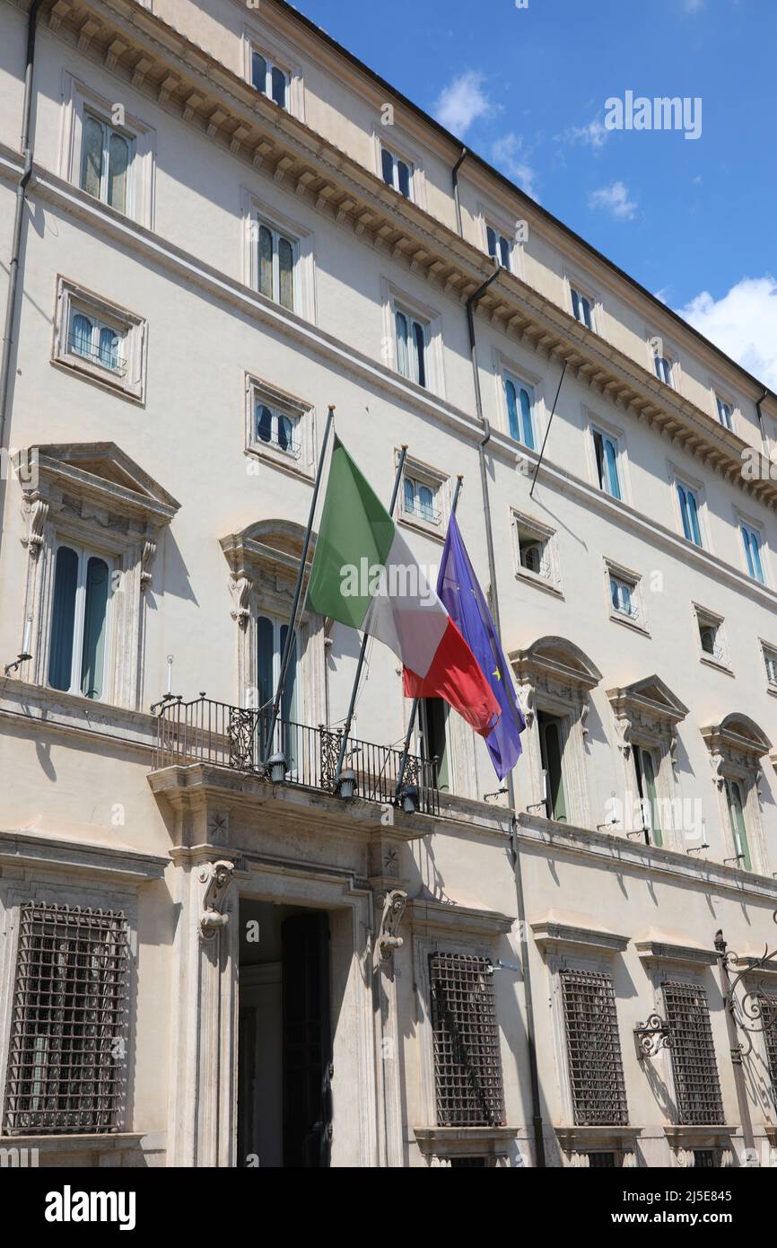 Rome, RM, Italy - August 18, 2020: Palace Chigi seat of governent Stock Photo