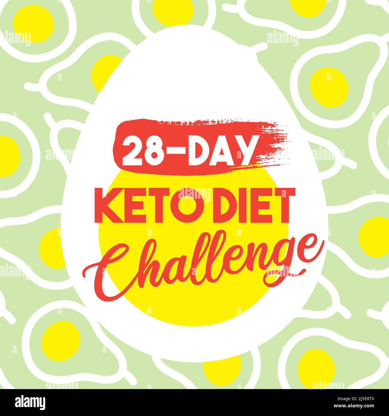 Keto Diet Challenge Banner for 28 day. Vector web banner in modern flat