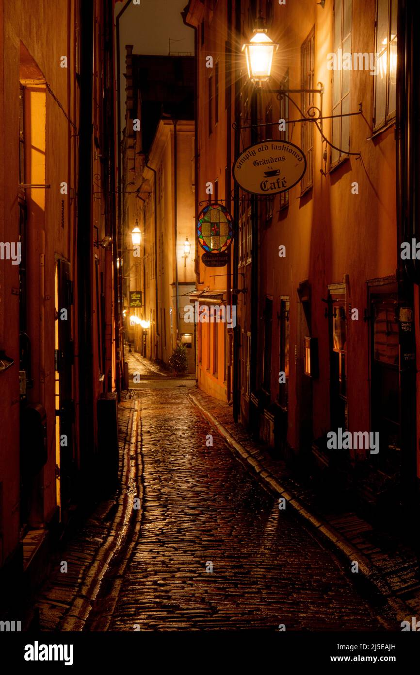 A narrow lane in Gamla Stan, Stockholm Stock Photo