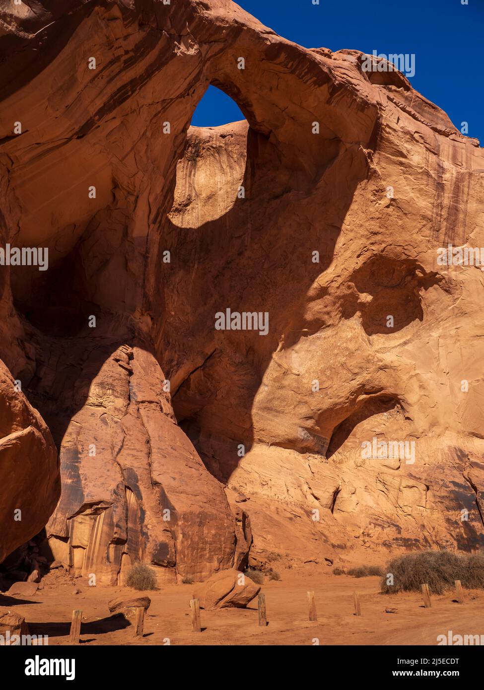 Sun's Eye Arch, Monument Valley Tribal Park, Navajo Nation, Utah and Arizona. Stock Photo