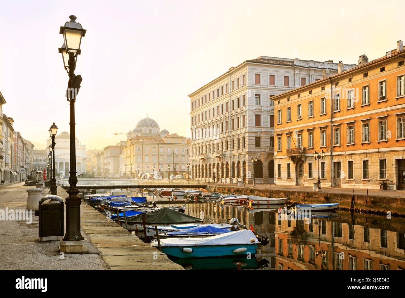 Trieste, morning sun at the Canale Grande, Italy Stock Photo