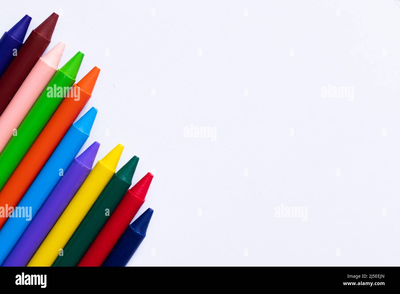 top view of colorful crayons isolated on white Stock Photo - Alamy