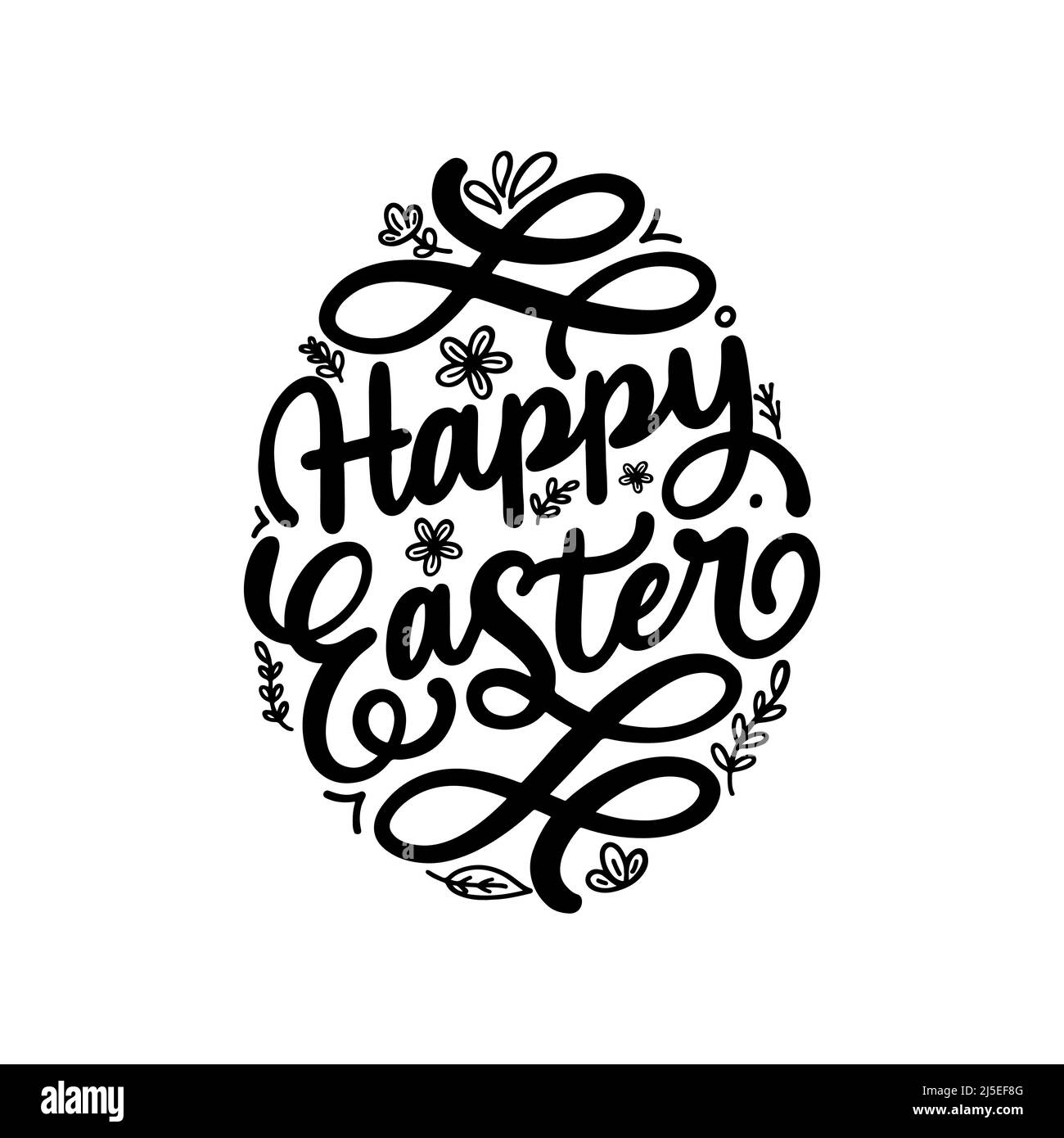 Happy Easter lettering greeting card. Hand-drawn lettering poster for Easter. Happy Easter calligraphy lettering isolated on white background, vector. Stock Vector