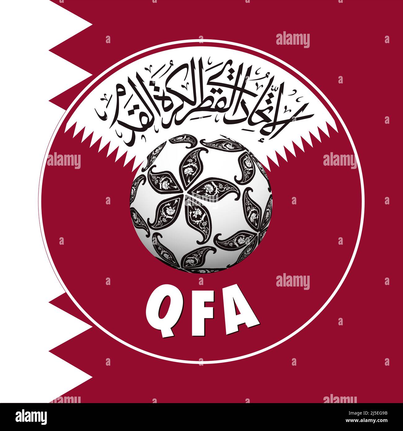 Qatar Football Federation Logo With National Flag Fifa World Cup 22 Illustration Stock Photo Alamy