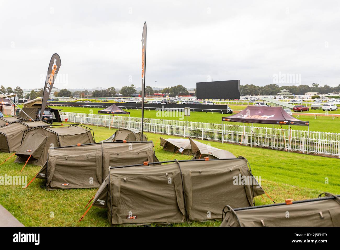 Tents and swags on display at a Sydney outdoor lifestyle and camping