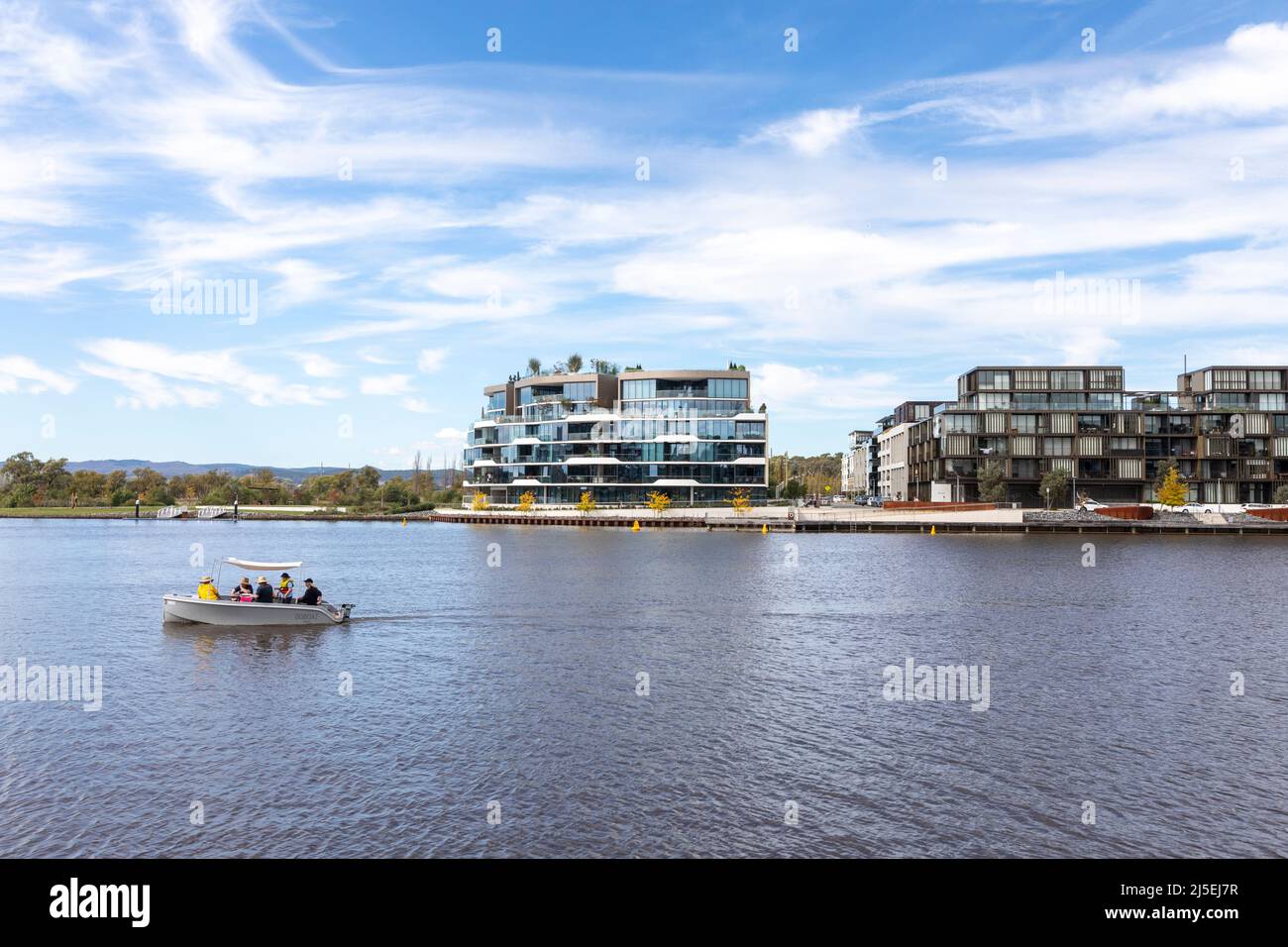 Go Boat hire on Lake Burley Griffin at Kingston Foreshore Development in Canberra,ACT,Australia