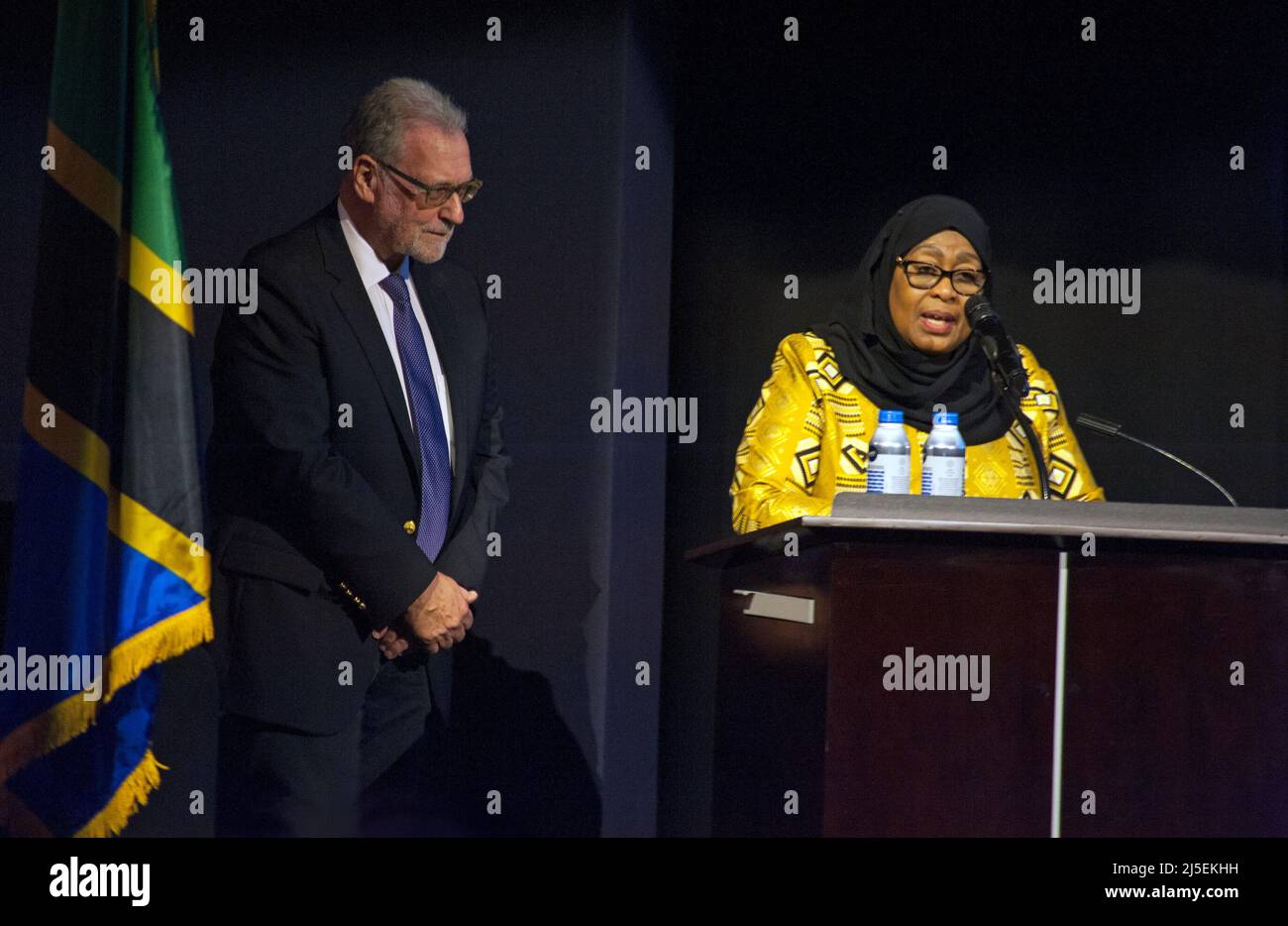 President Samia Suluhu at the West Coast premiere of the documentary PBS television show "Tanzania The Royal Tour" with producer/director Peter Greenberg at the lot at Paramount Studios in Hollywood, CA.  2022 Stock Photo