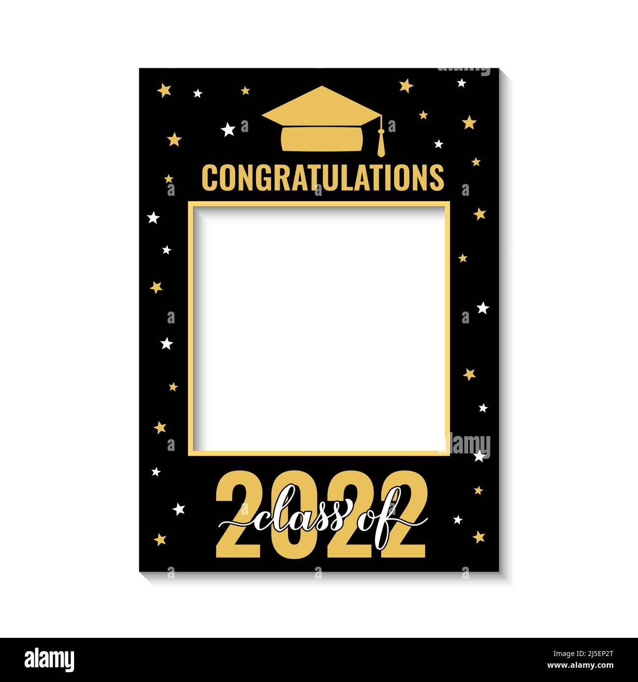 Class of 2022 photo booth frame isolated on white. Graduation party