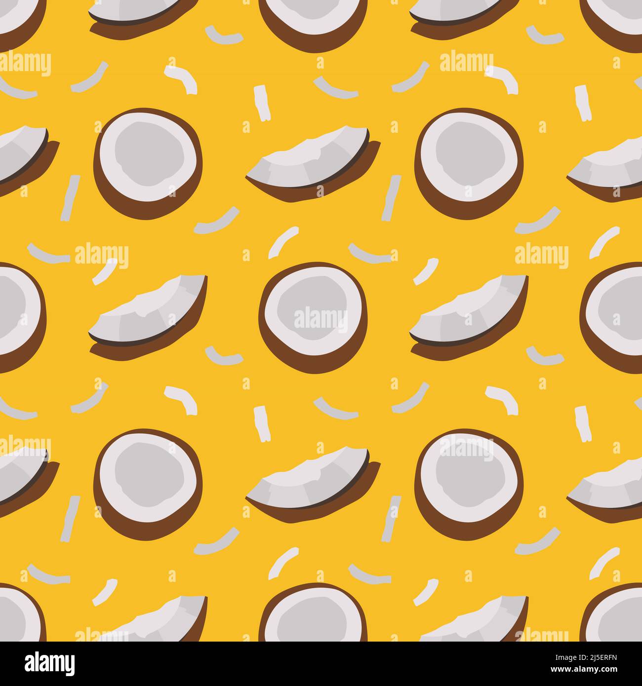 Seamless vector pattern background of coconuts made of simple illustrations. Stock Vector