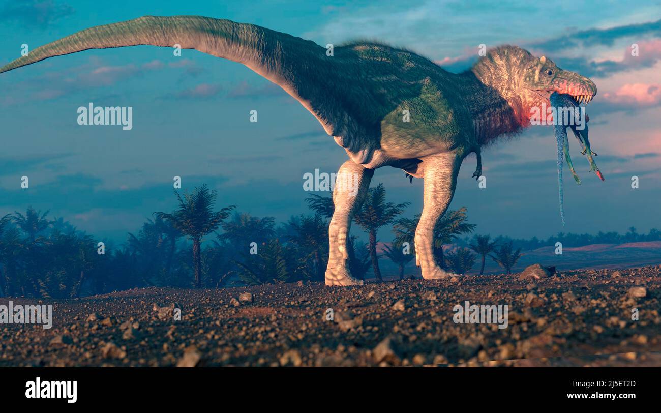 Artwork of Tyrannosaurus with Prey Stock Photo
