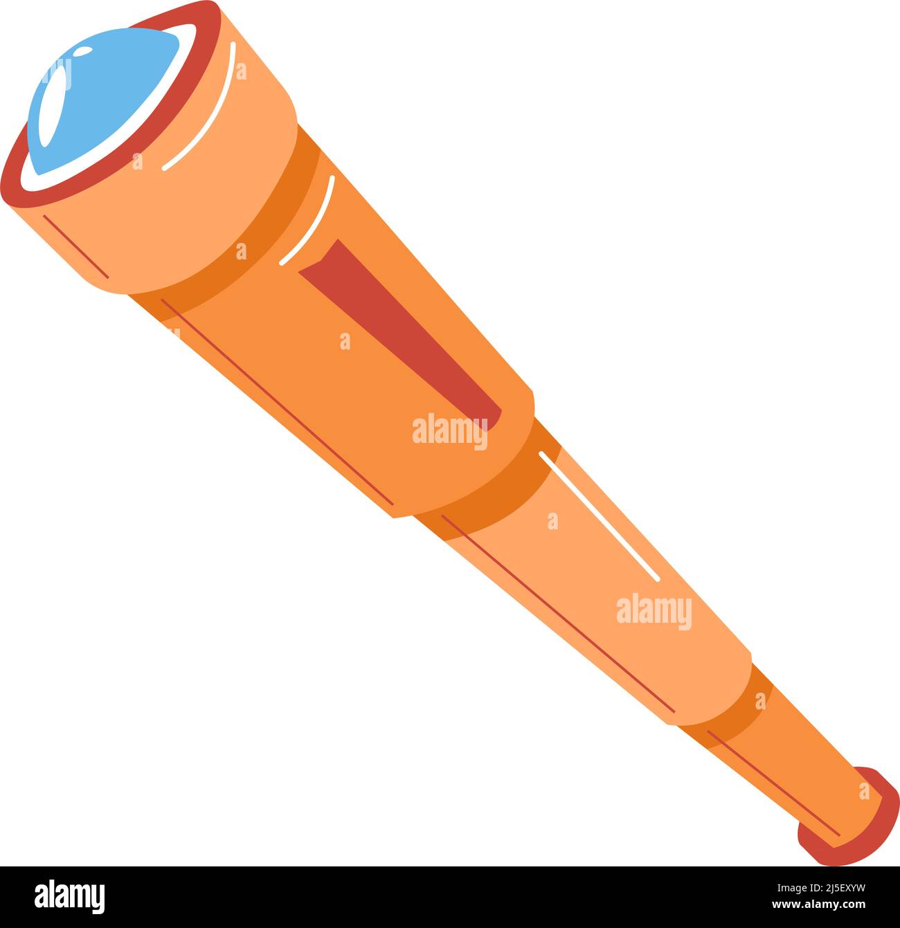 Telescope watching tube with magnifying glass and zooming lens. Isolated object used for observation and navigation, marine equipment for sailors. Jou Stock Vector