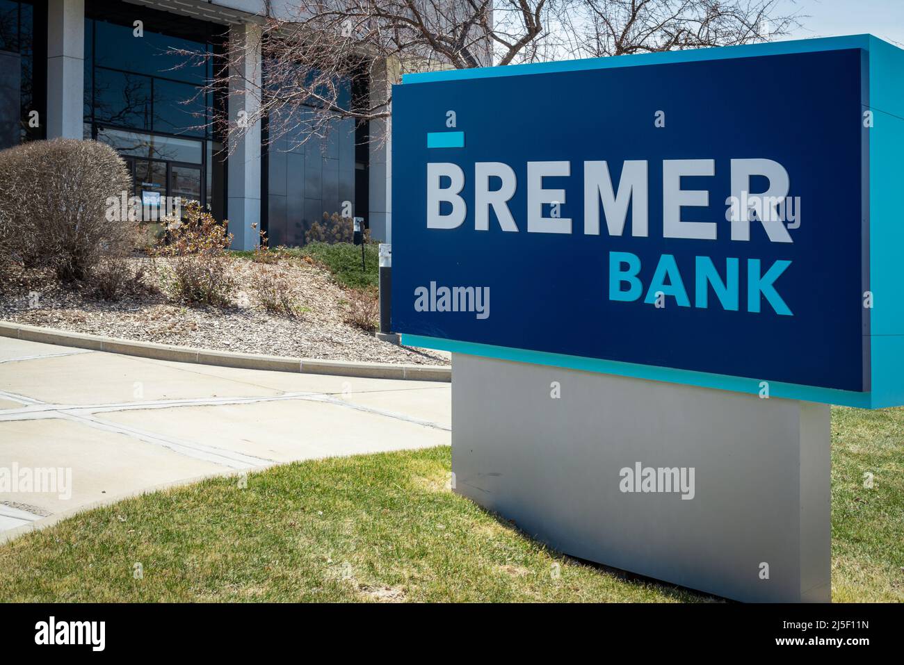 SAINT CLOUD, MINNESOTA - February 19, 2022: Bremer Bank, located at 1100 W St. Germain Street, is photographed. Stock Photo