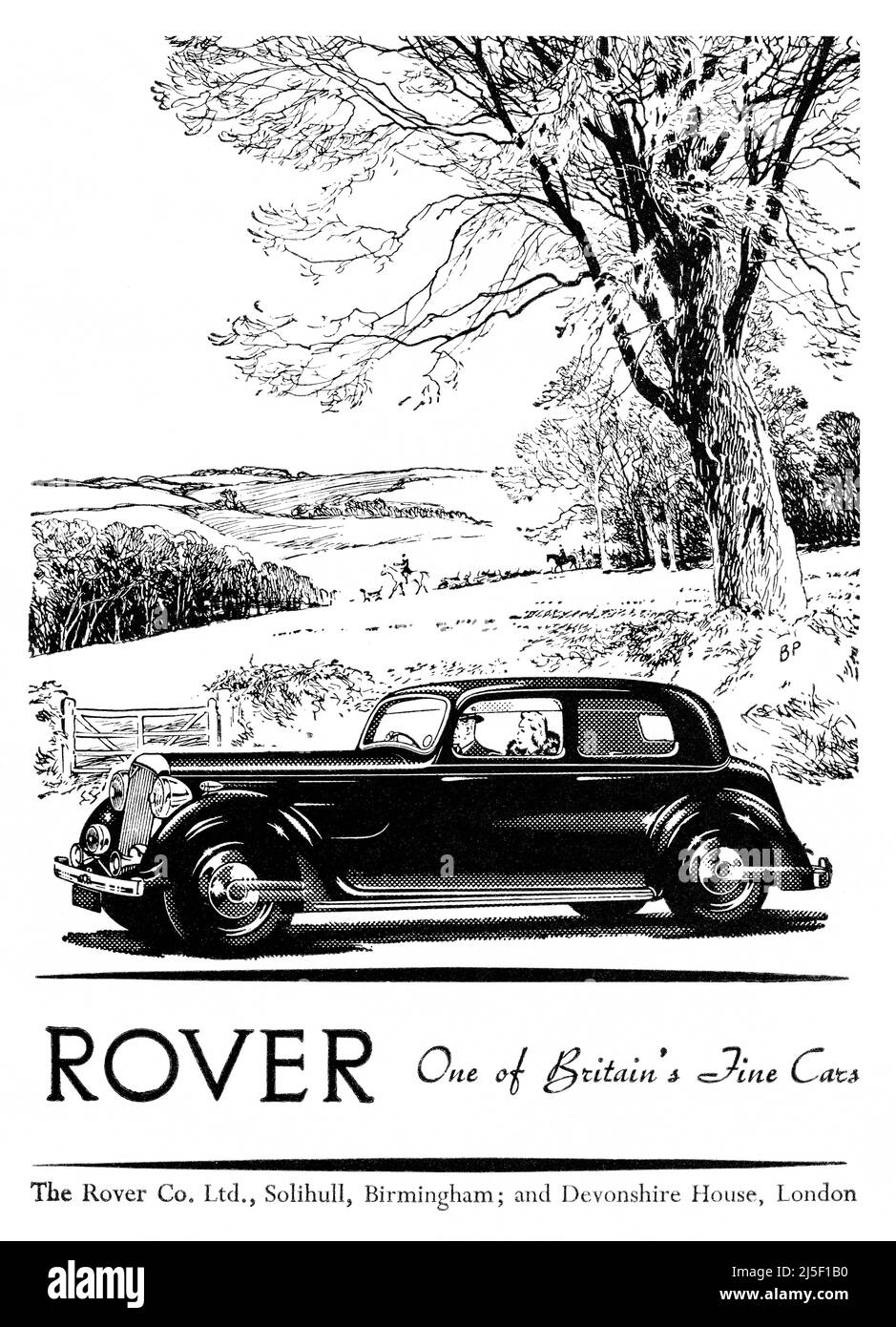 1947 British advertisement for Rover motor cars. Stock Photo