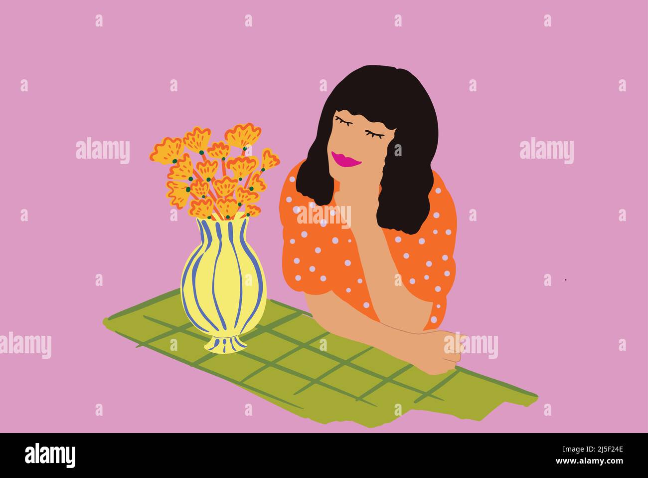 Portrait of a beautiful woman with flowers Stock Vector Image & Art - Alamy