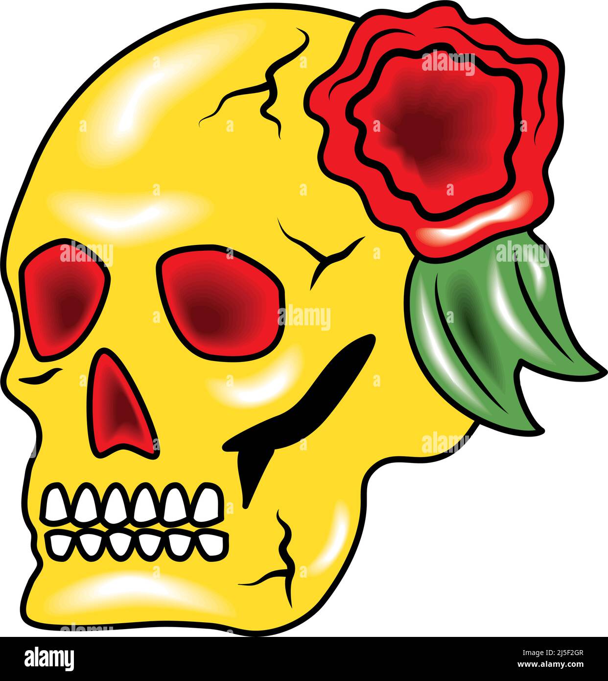 skull and flower tattoo Stock Vector Image & Art - Alamy