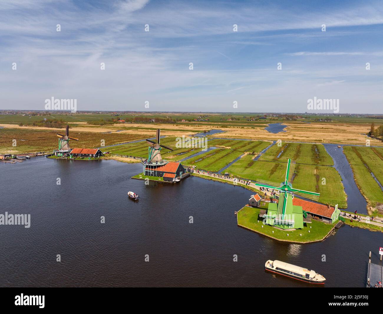 defaultClassic Windmills of Zane Schans, Zaandam Holland. Stock Photo