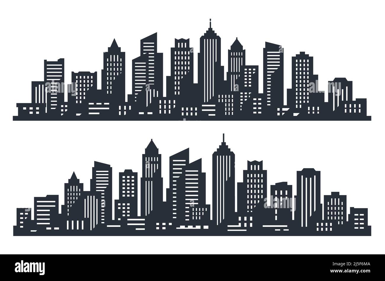 City panorama. Illustration urban landscape with skyline city office buildings. Outline cityscape. Horizontal panorama Stock Vector