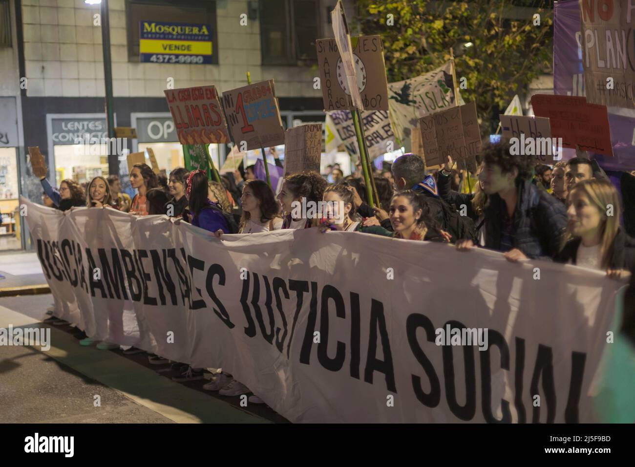 Buenos Aires, Argentina. 22nd Apr, 2022. Protesters from different groups march on Earth Day. (Photo by Esteban Osorio/Pacific Press) Credit: Pacific Press Media Production Corp./Alamy Live News Stock Photo