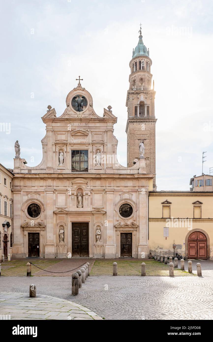 Facade of the church of San Giovanni Evangelista, historic center of Parma, Italy Stock Photo