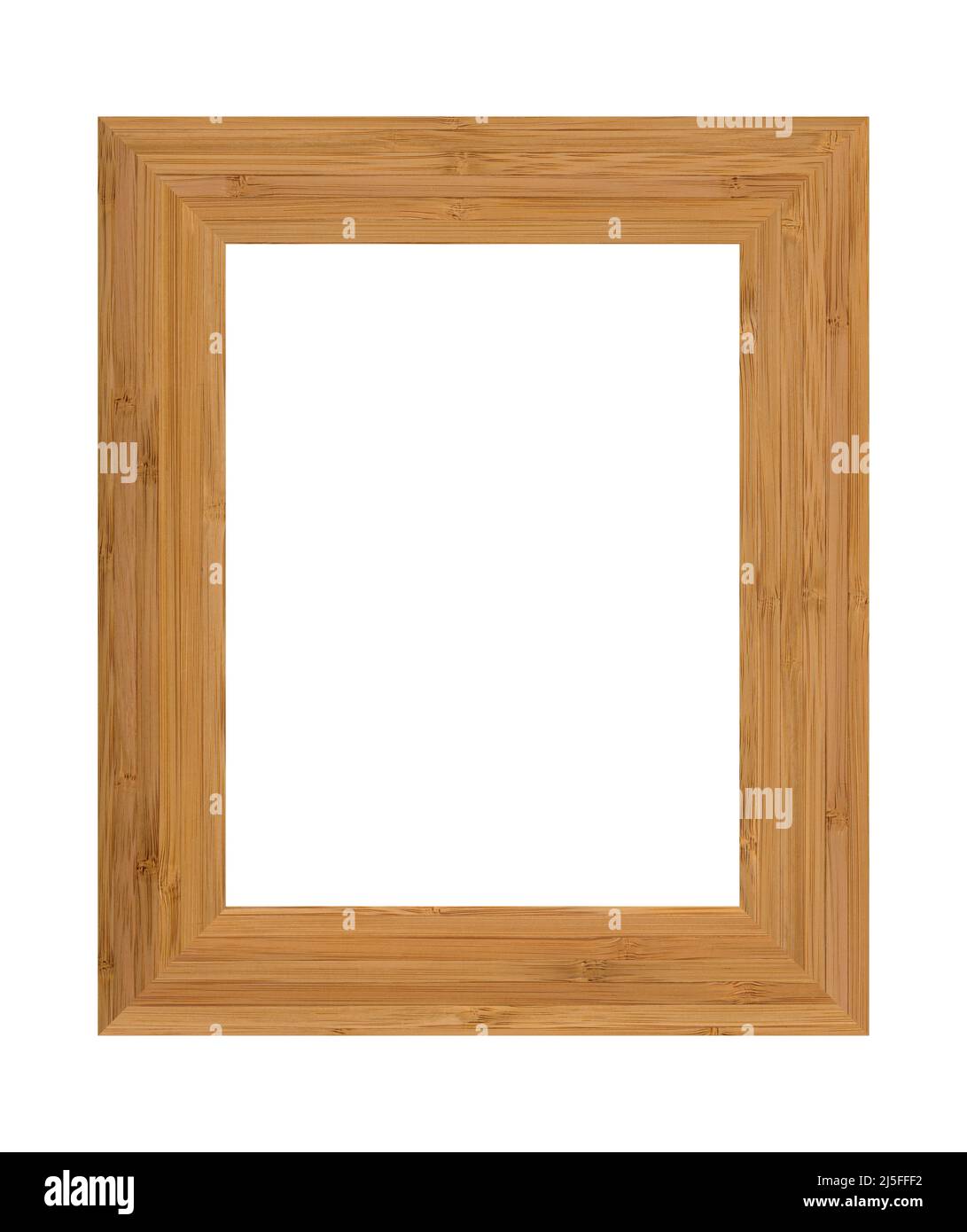 Rectangular empty wooden and bamboo frame, isolated on white background Stock Photo