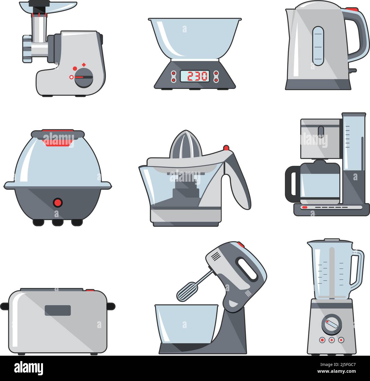 Set of household kitchen appliances Stock Vector