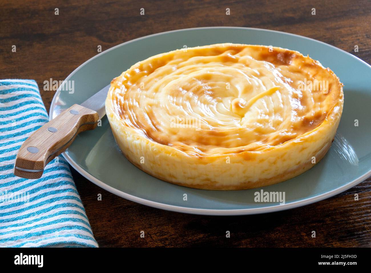 pastry flan in a dish on a table Stock Photo Alamy