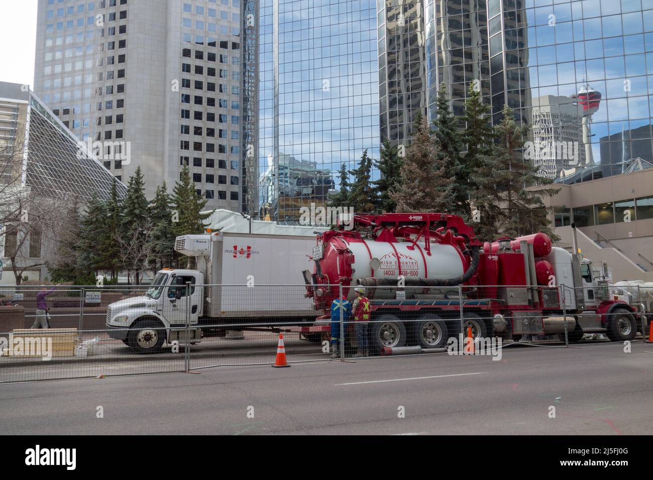 A hydrovac truck in downtown Calgary, Alberta Stock Photo Alamy