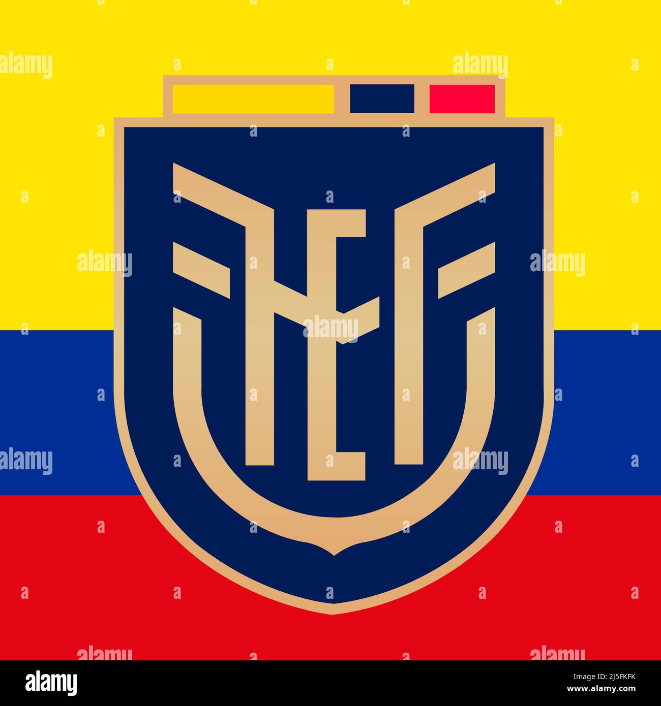 Ecuador football federation logo with national flag, FIFA World Cup 2022, illustration Stock Photo