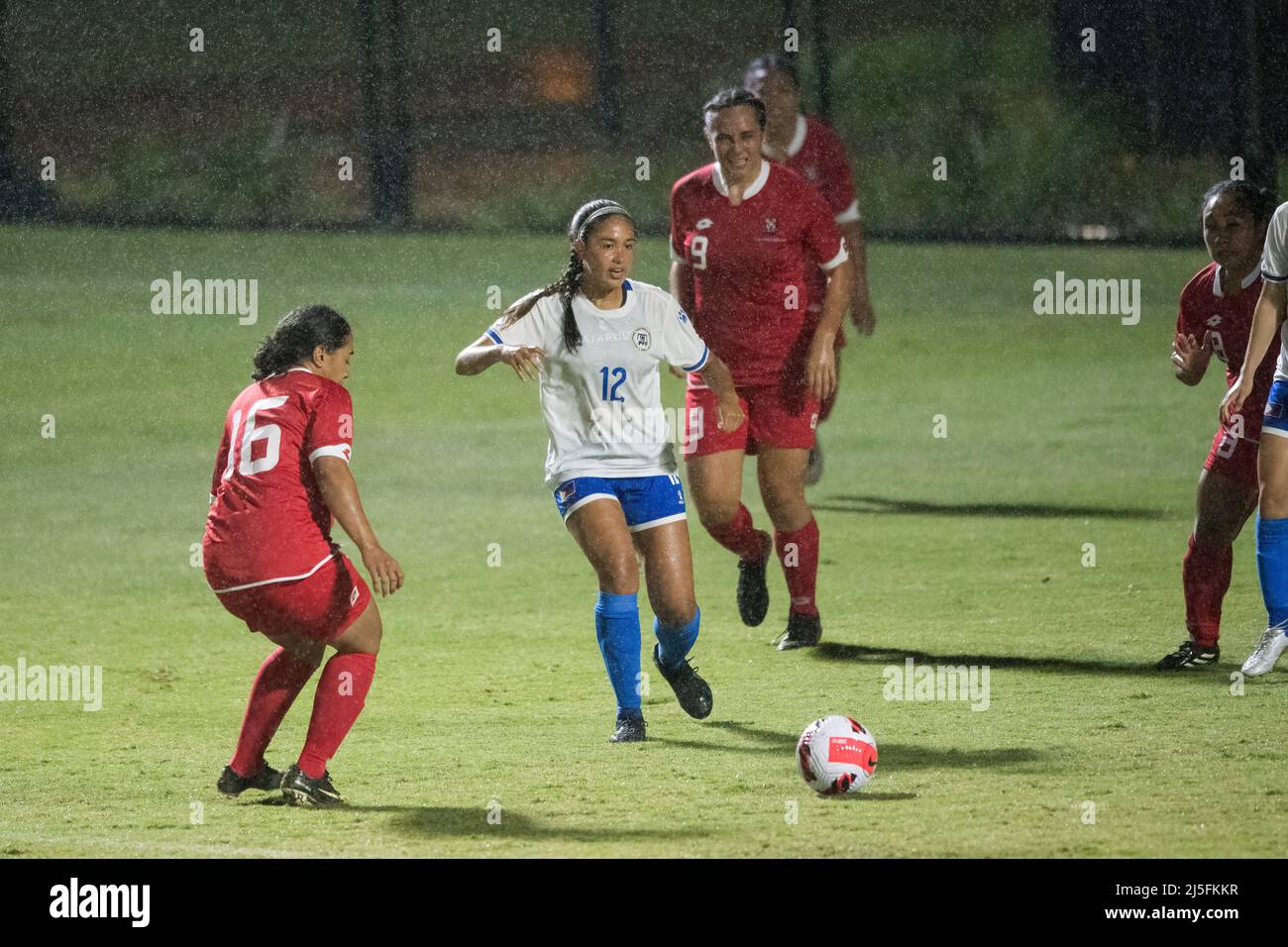 Blacktown, Australia. 22nd Apr, 2022. Kaya Hawkinson (C) of the Philippine National Women's Team seen in action during the Friendly match between Philippine National Women's Team and Tonga at the Wanderers Football Park in Blacktown. (Final score; Philippines 16:0 Tonga). Credit: SOPA Images Limited/Alamy Live News Stock Photo