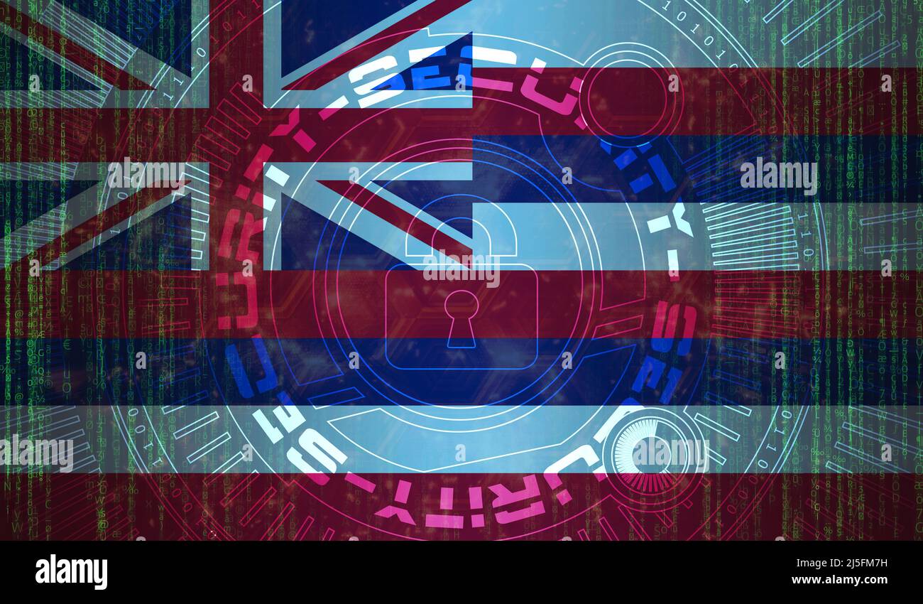 National cyber Security of Hawaii state, USA on digital background Data