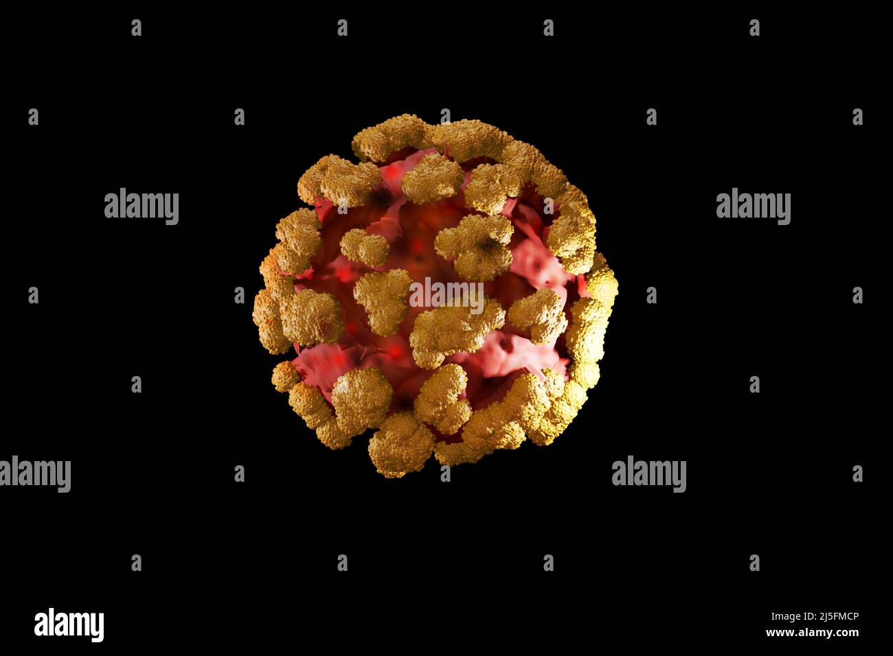 Covid-19. Coronavirus Sars Cov 2. Virus cells isolated . 3D render illustration. Stock Photo