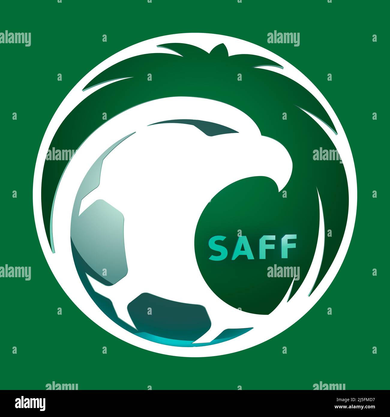 Saudi Arabia football federation logo with national flag, FIFA World Cup 2022, illustration Stock Photo