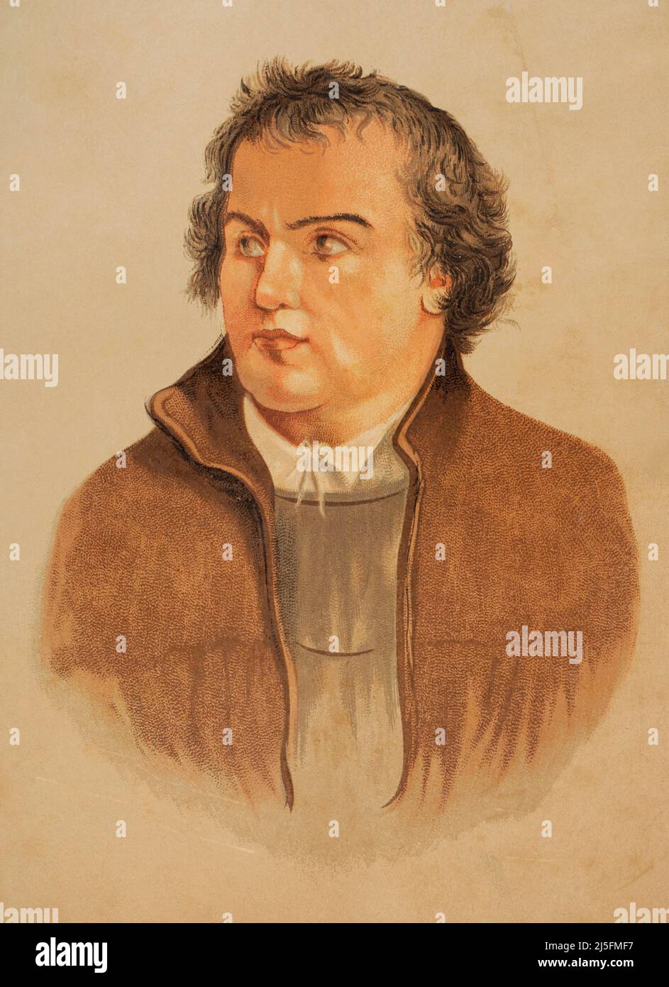 Martin Luther (1483-1546). German theologian and Augustinian friar. Portrait. Chromolithography. Historia Universal, by César Cantú. Volume VIII. Published in Barcelona, 1886. Stock Photo