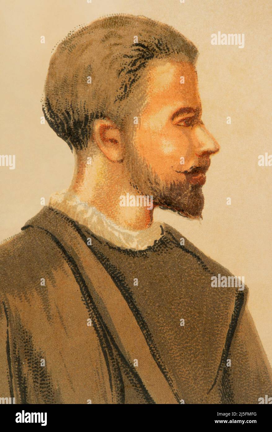 Philipp Melanchthon (1497-1560). German religious reformer. Portrait. Chromolithography. Historia Universal, by César Cantú. Volume VIII. Published in Barcelona, 1886. Stock Photo