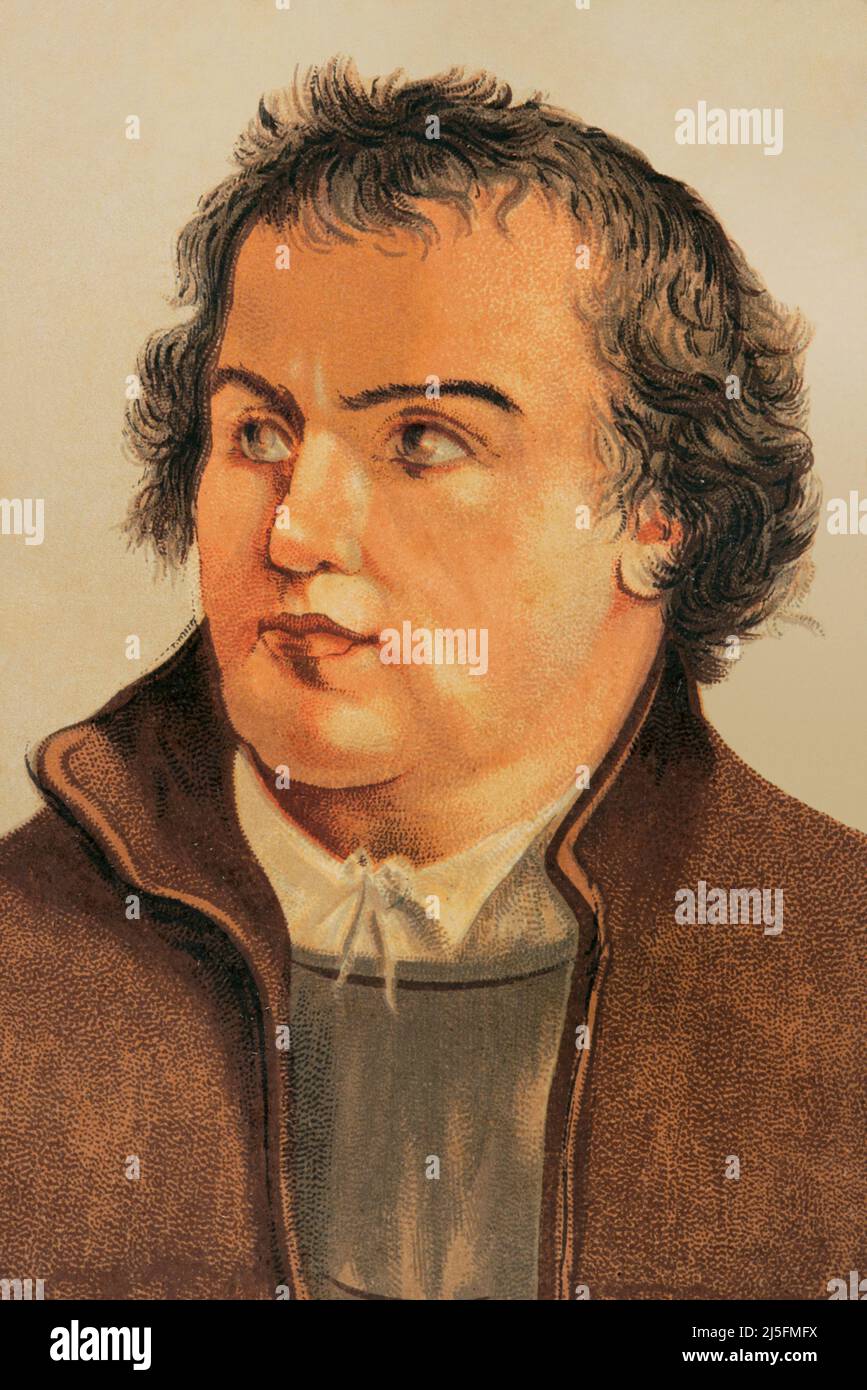 Martin Luther (1483-1546). German theologian and Augustinian friar. Portrait. Chromolithography. Historia Universal, by César Cantú. Volume VIII. Published in Barcelona, 1886. Stock Photo