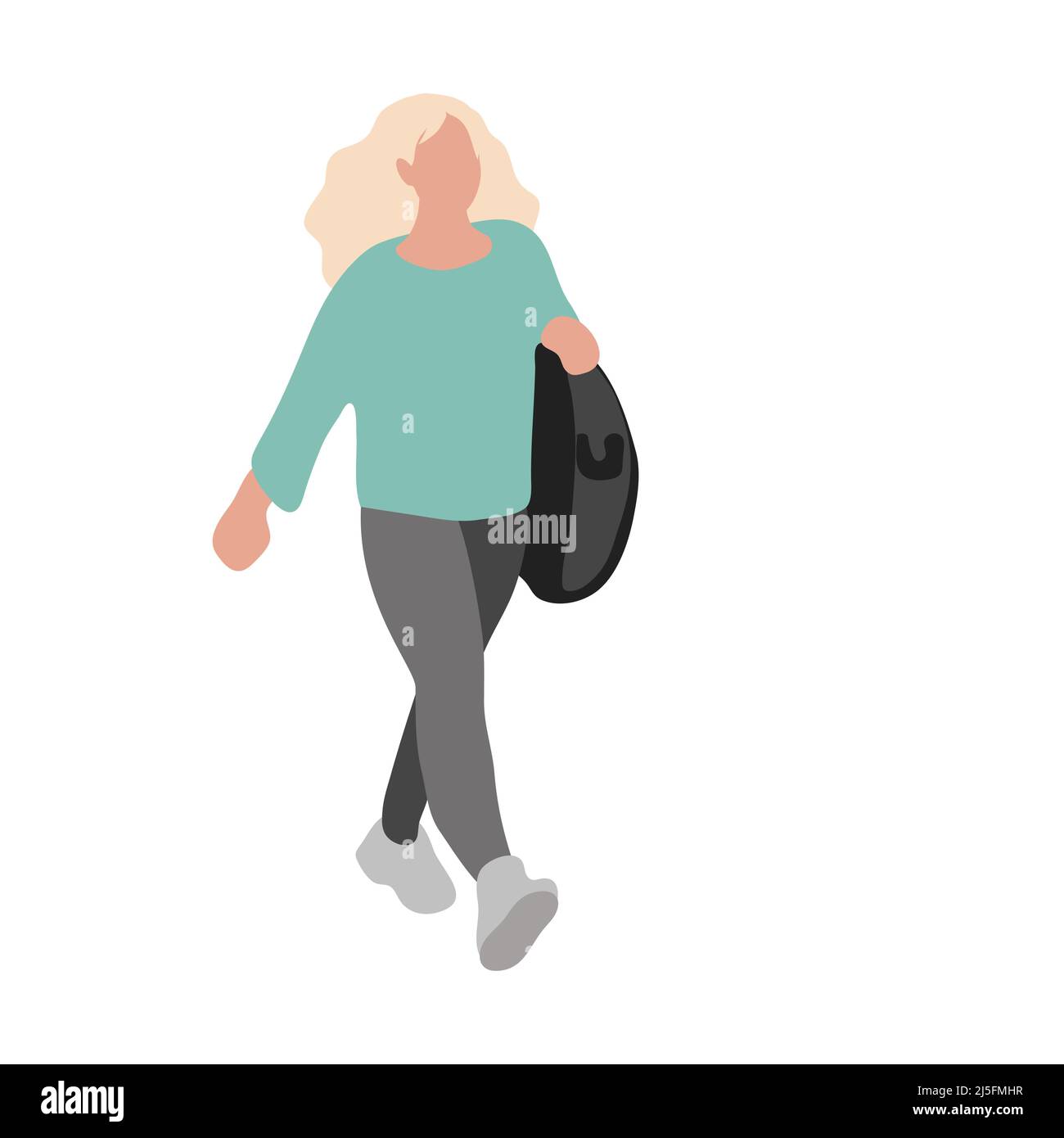 Young woman walking vector illustration isolated Stock Vector