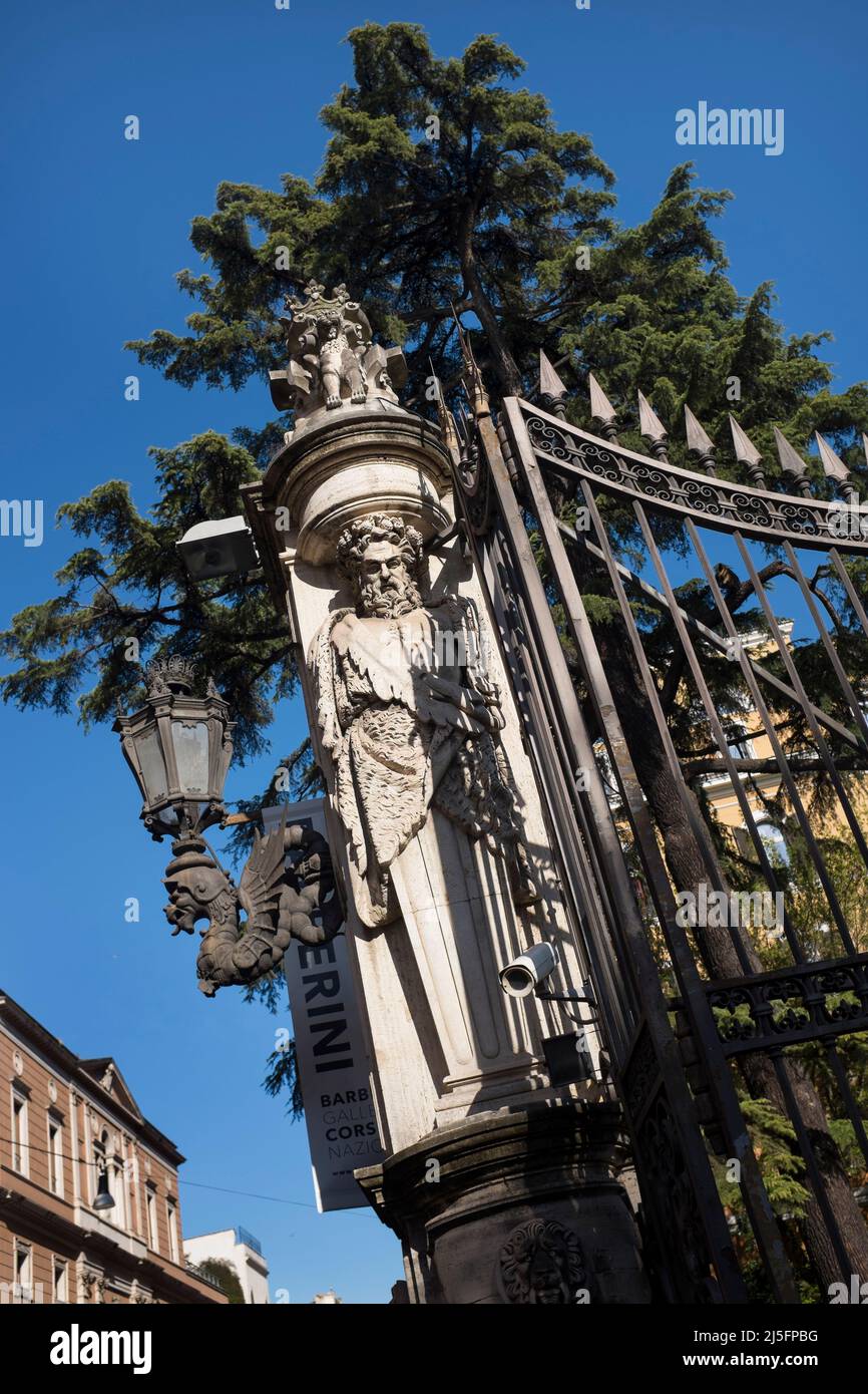Ornate Sculptures at the entrance to Palazzo Barberini Rome Italy Stock Photo