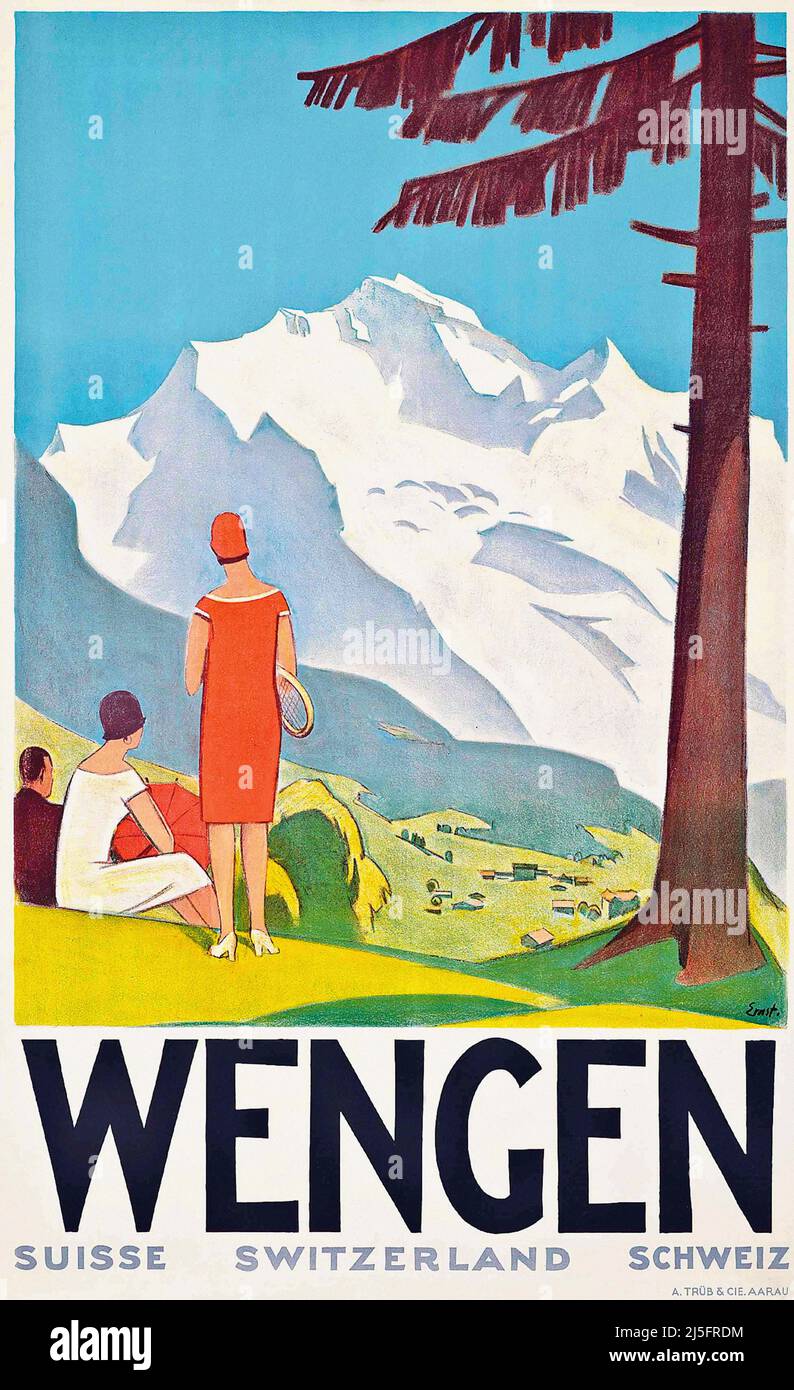 Caux Suisse Swiss Switzerland Vintage European Travel Advertisement Art Poster 