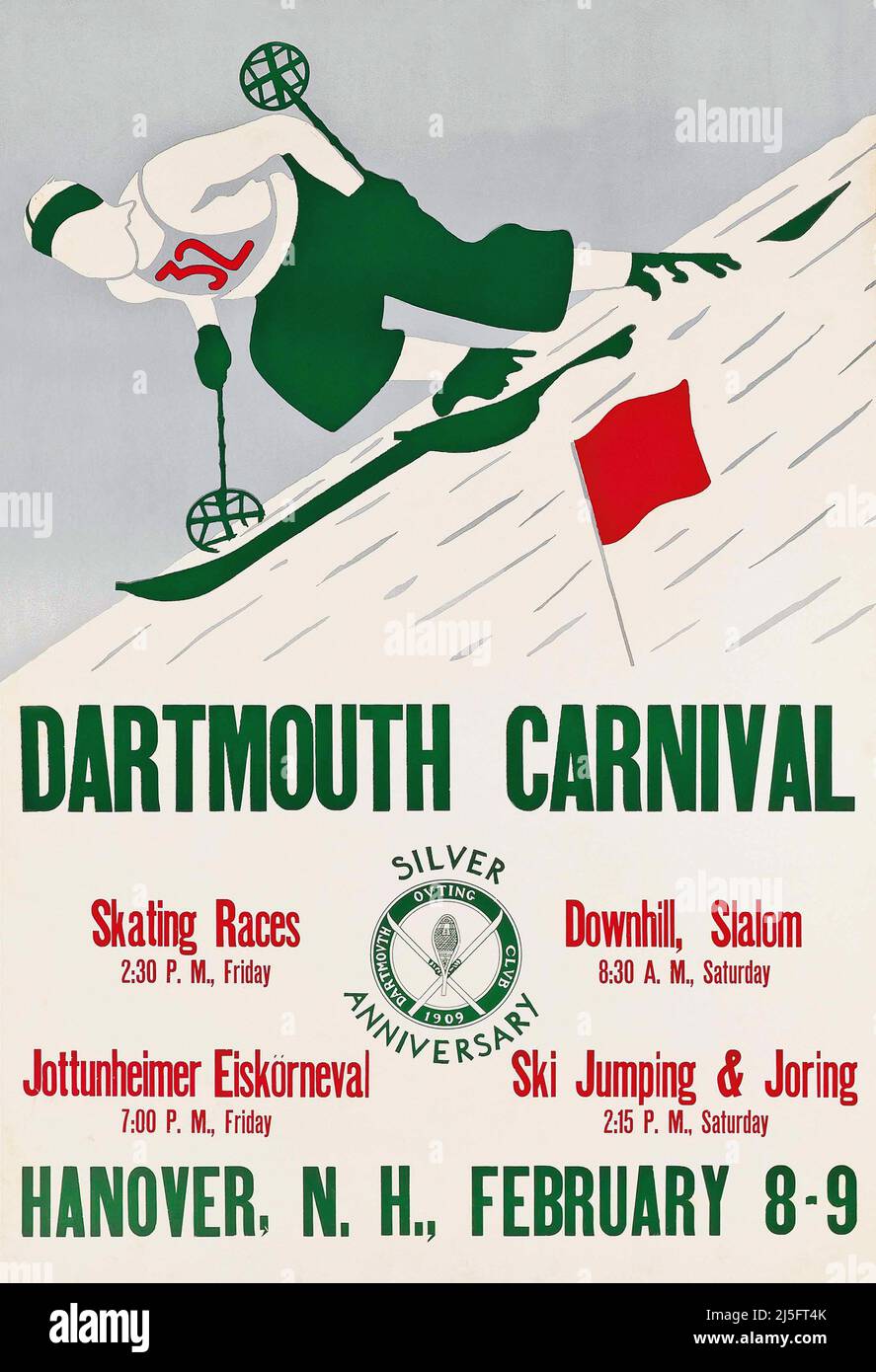 Vintage 1940s Ski Poster - Dartmouth Carnival 1942 - Vintage Ski Poster Stock Photo